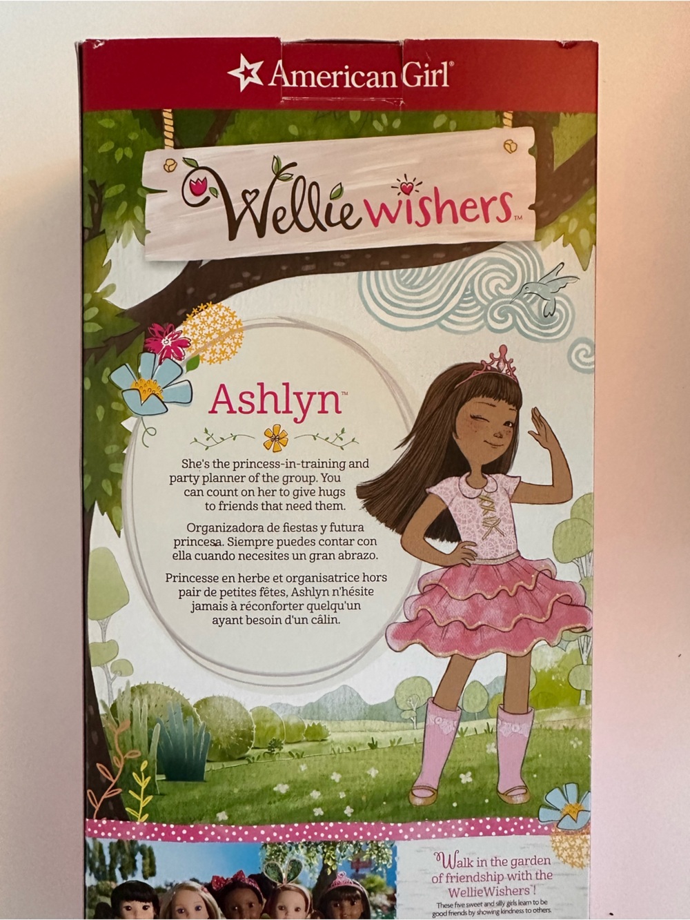 American Girl WellieWishers Ashlyn Doll - Pink Dress, Gold Trim & Pink Tiara - Picture 5 of 6
